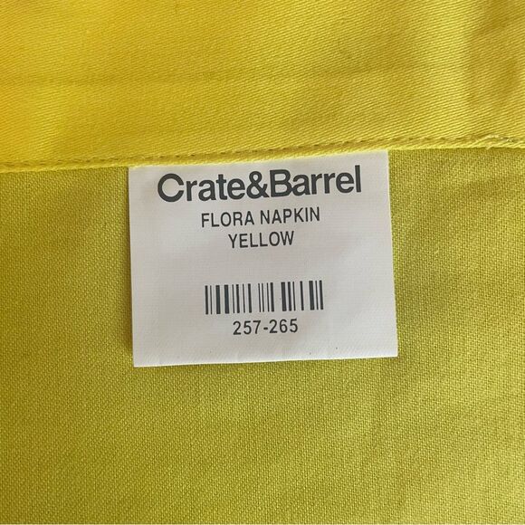 2 Crate & Barrel Yellow Placemats & Napkins Floral Stitched Spring Summer Cotton - Picture 9 of 9